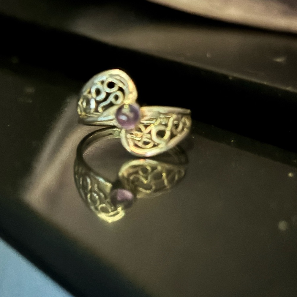 Natural Amethyst Dainty 925 Ring - image 2